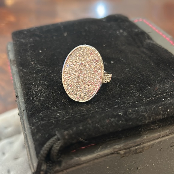 Magnificent Cubic Zirconia Pavé Oval Gold Vermeil sz 7 or Sterling Silver sz 6 - Picture 10 of 11